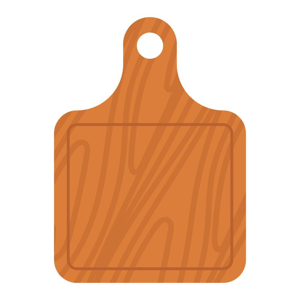 tablero de pizza de madera de dibujos animados. restaurante utensilio vacío para comida y tabla de cortar para icono de cocina aislado blanco. manijas bandeja de tablones para cortar y cocinar. Ilustración de vector de tablero duro texturizado