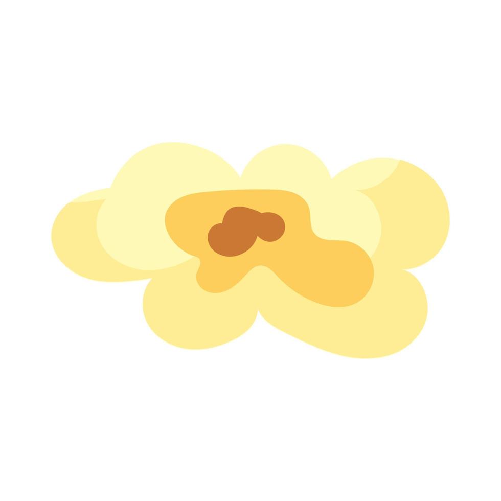 Cartoon kernel popcorn and pop corn snack. Tasty icon grain maize and salty eat. Caramel sweetcorn for movie and isolated single nutrition. Closeup fluffy treat vector illustration