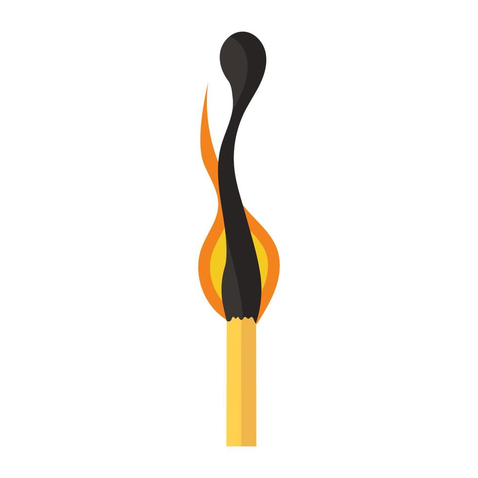 Burning match animation and flame ignite wooden stick. Matchstick fire sequence isolated icon. Cartoon burnt step and element . Flammable match vector illustration