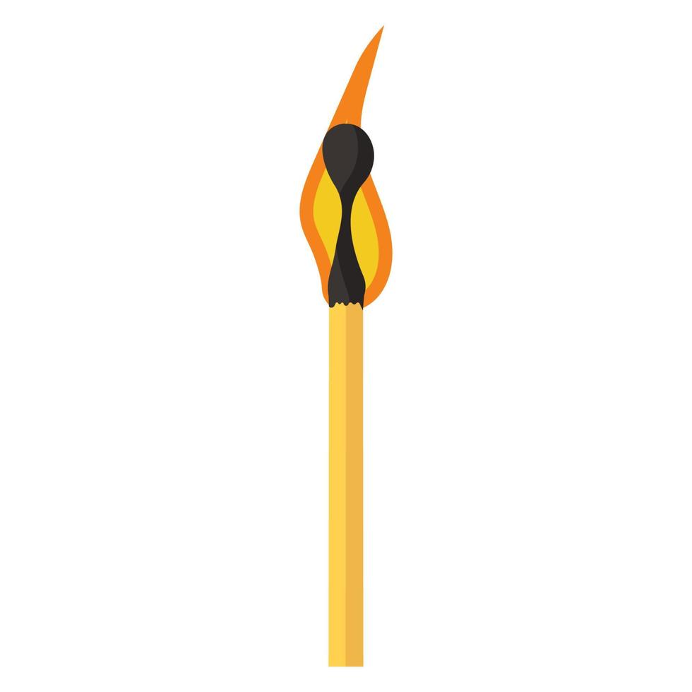 Burning match animation and flame ignite wooden stick. Matchstick fire sequence isolated icon. Cartoon burnt step and element . Flammable match vector illustration