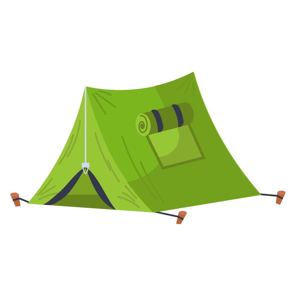 Tent camping vector illustration icon isolated white background. Outdoor travel adventure and summer recreation symbol. Tourism element and exploration equipment. Mountaineering object and canopy hike