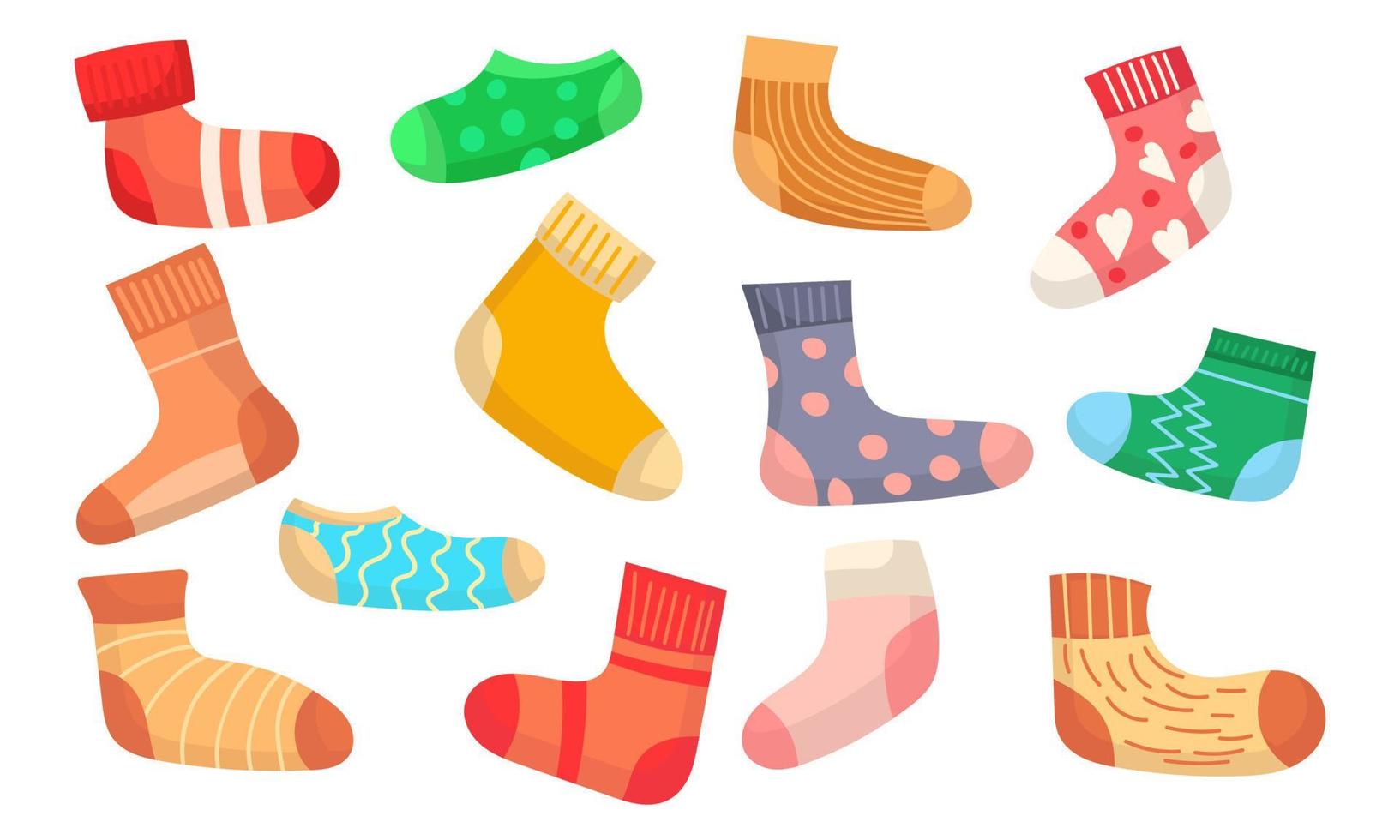 Woolen socks for feet icon set. Accessory cotton collection and cartoon ...