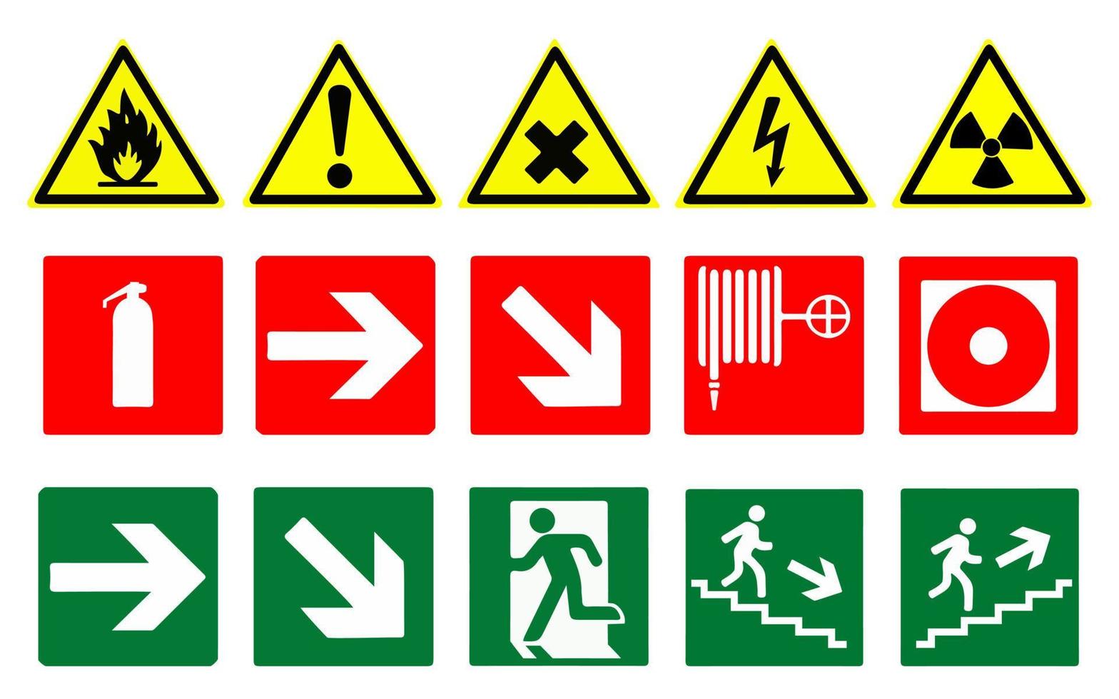 Collection sign of traffic, work, safety, harmful and other vector signs.