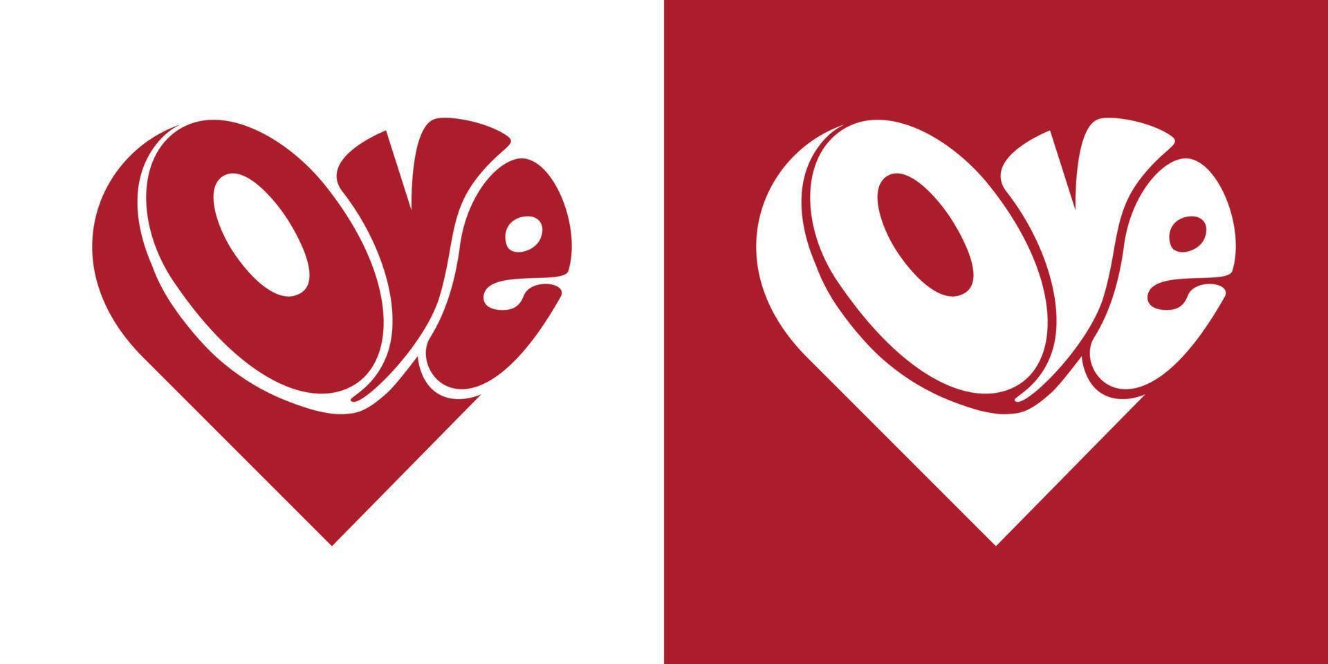 tarjeta de San Valentín con letras de amor. ilustración del corazón en forma de la palabra amor. ilustración de stock vectorial. vector