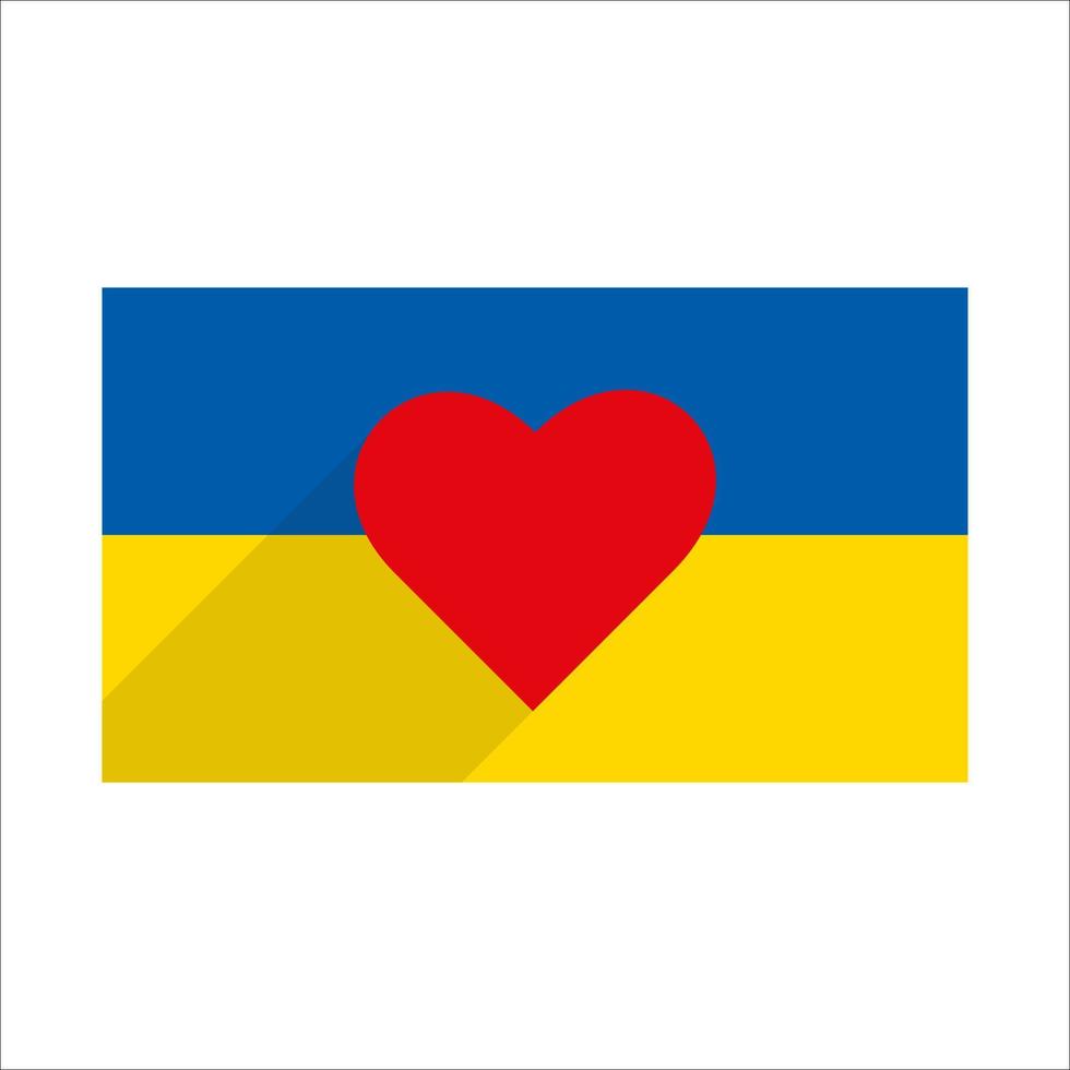 Red heart on the background of the Ukrainian flag. Vector stock illustration.