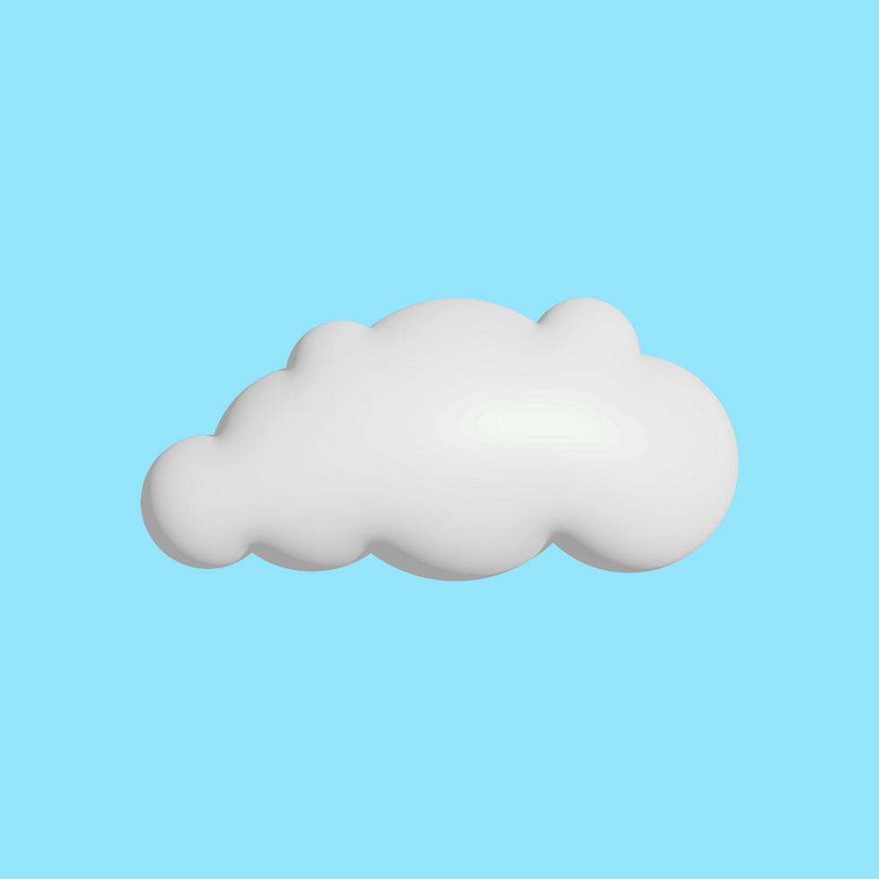 Nube 3D sobre fondo aislado. Ilustración de representación 3D de una nube. ilustración de stock vectorial. vector