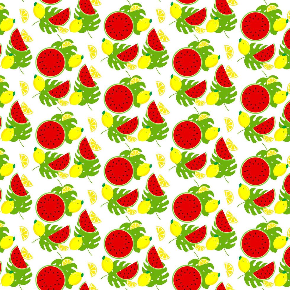 Watermelon summer seamless pattern. Bright colorful pattern. Vector pattern.