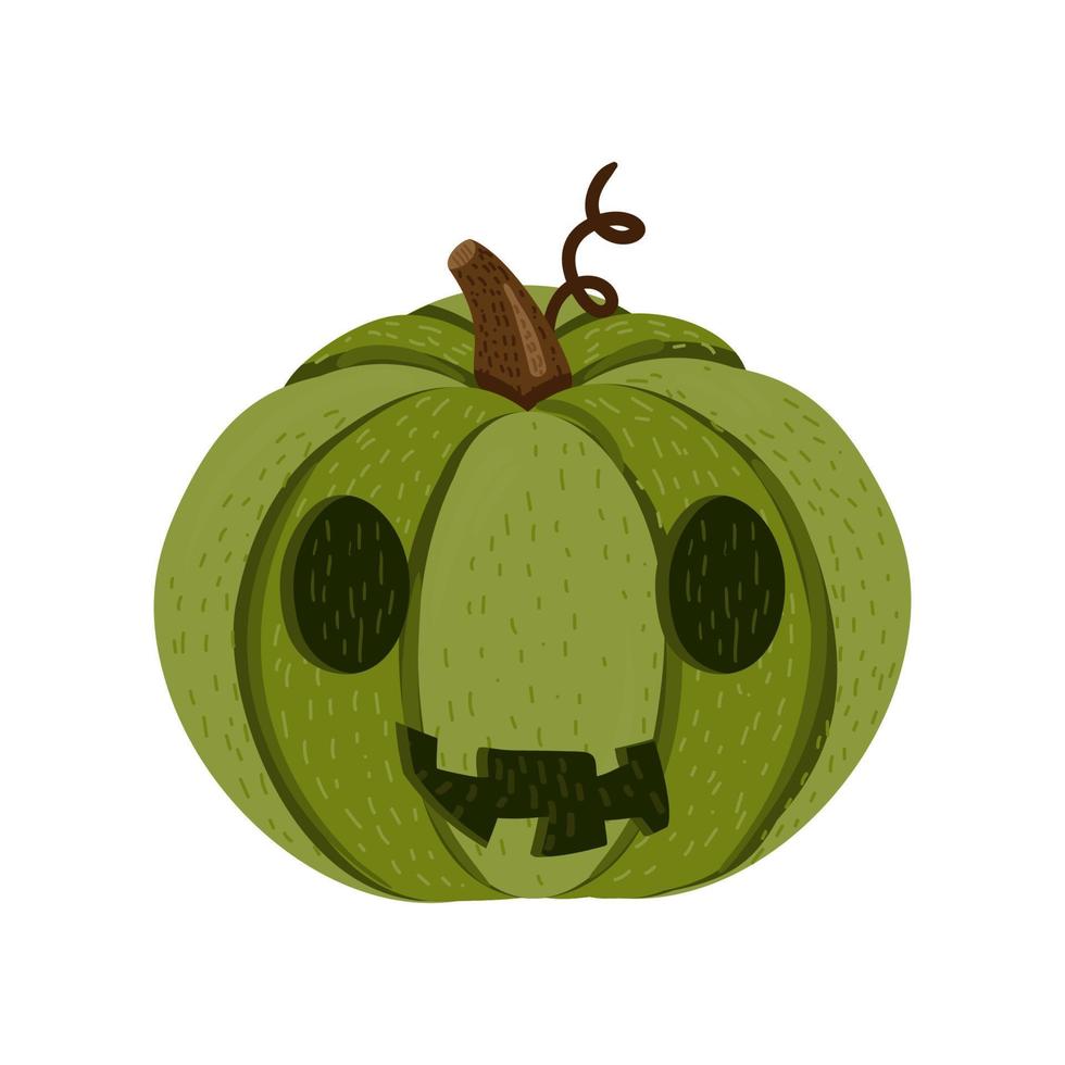 Halloween jack o lantern, cute pumpkin with face vector