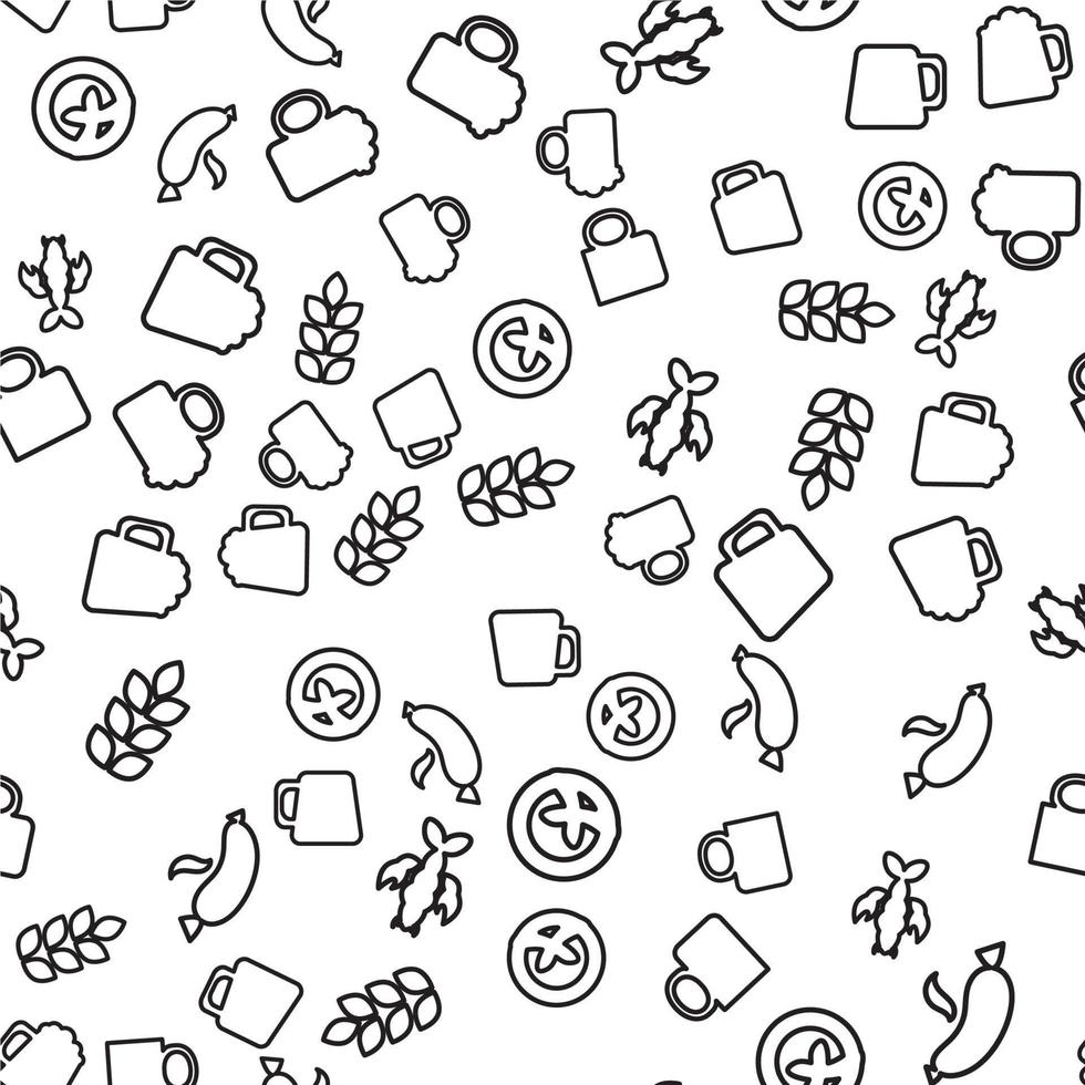 Oktoberfest Seamless Pattern With Drink and Food vector