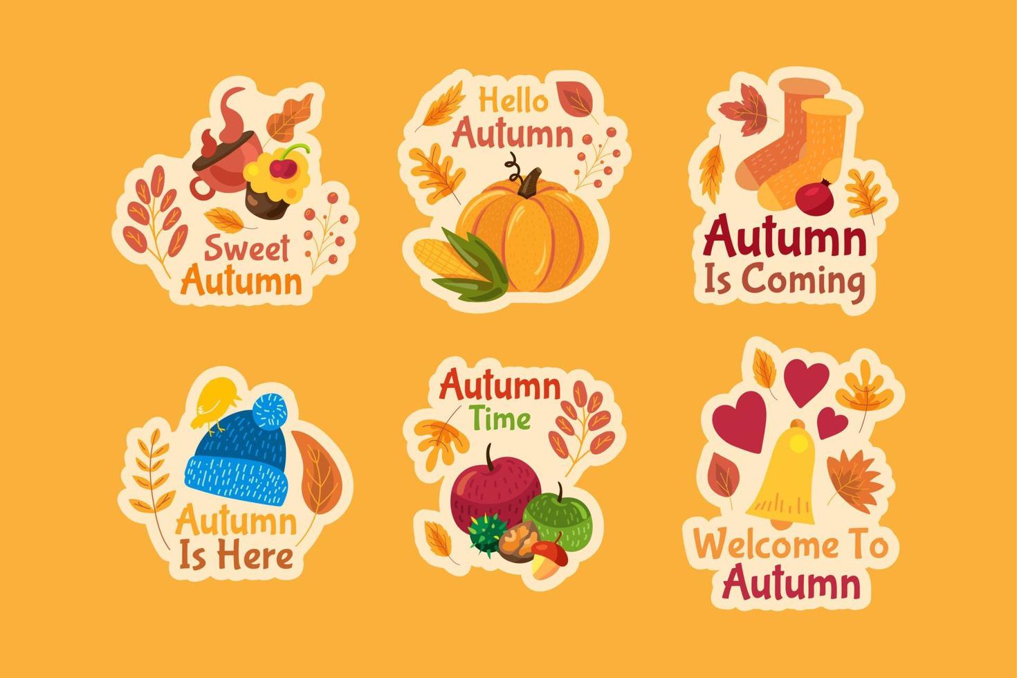 conjunto de pegatinas de otoño. lindas etiquetas de otoño vector