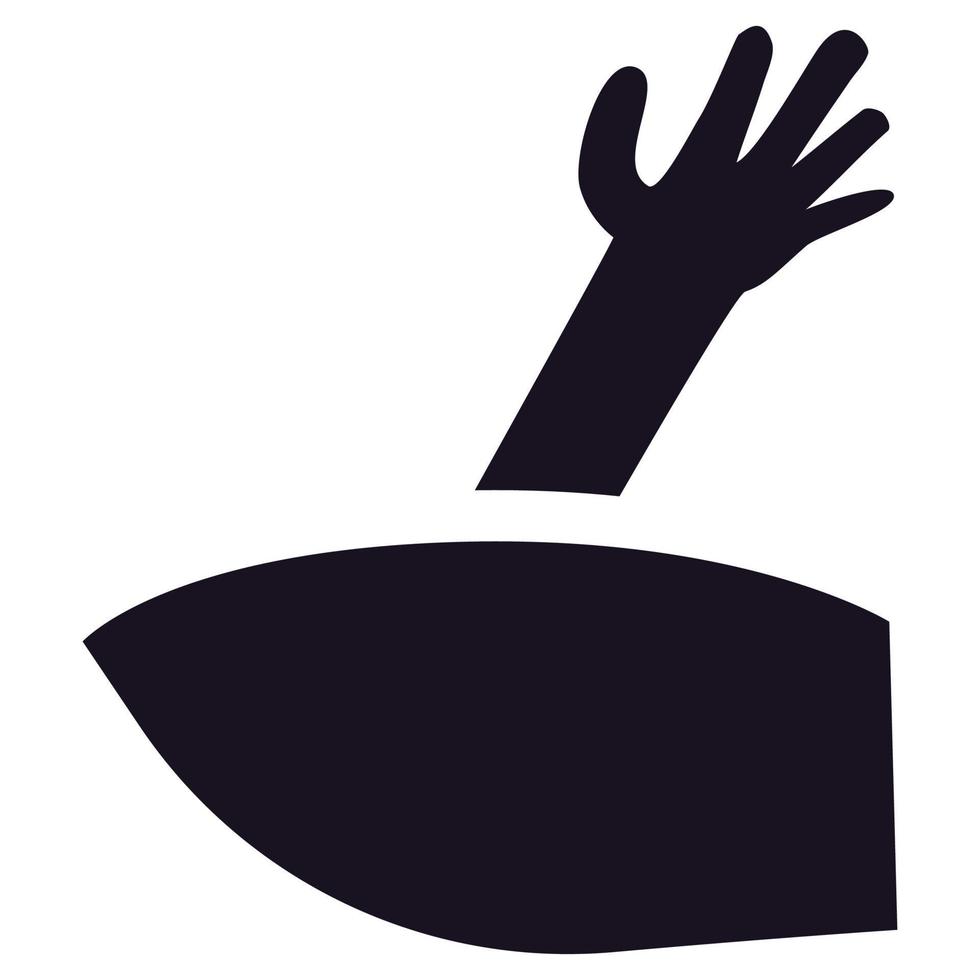 Scary zombie hand silhouette coming out from grave vector