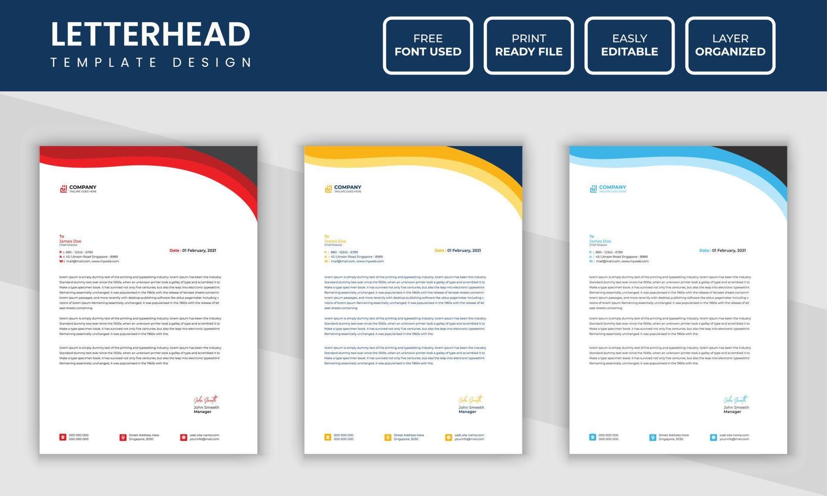 Modern Clean Corporate business Letterhead Design Template vector