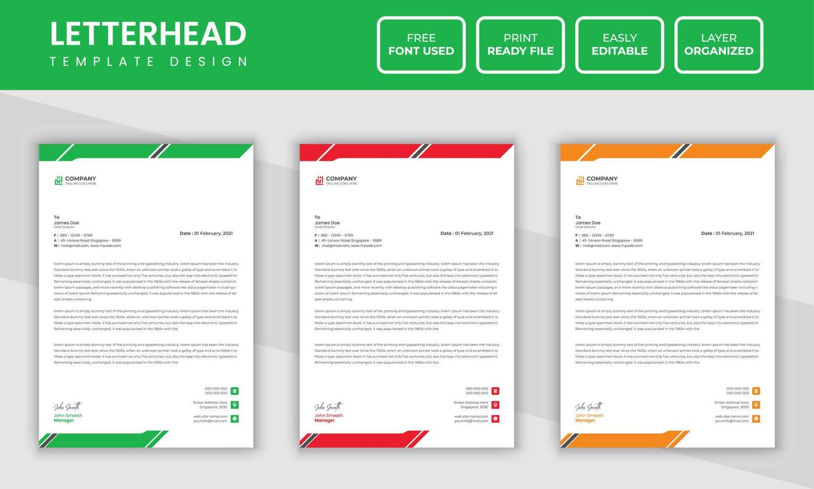 Modern Clean Corporate business Letterhead Design Template vector