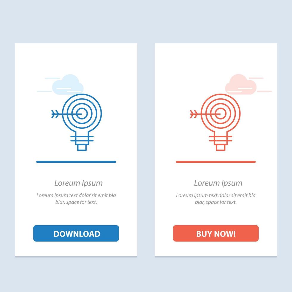 Target Darts Goal Solution Bulb Idea  Blue and Red Download and Buy Now web Widget Card Template vector