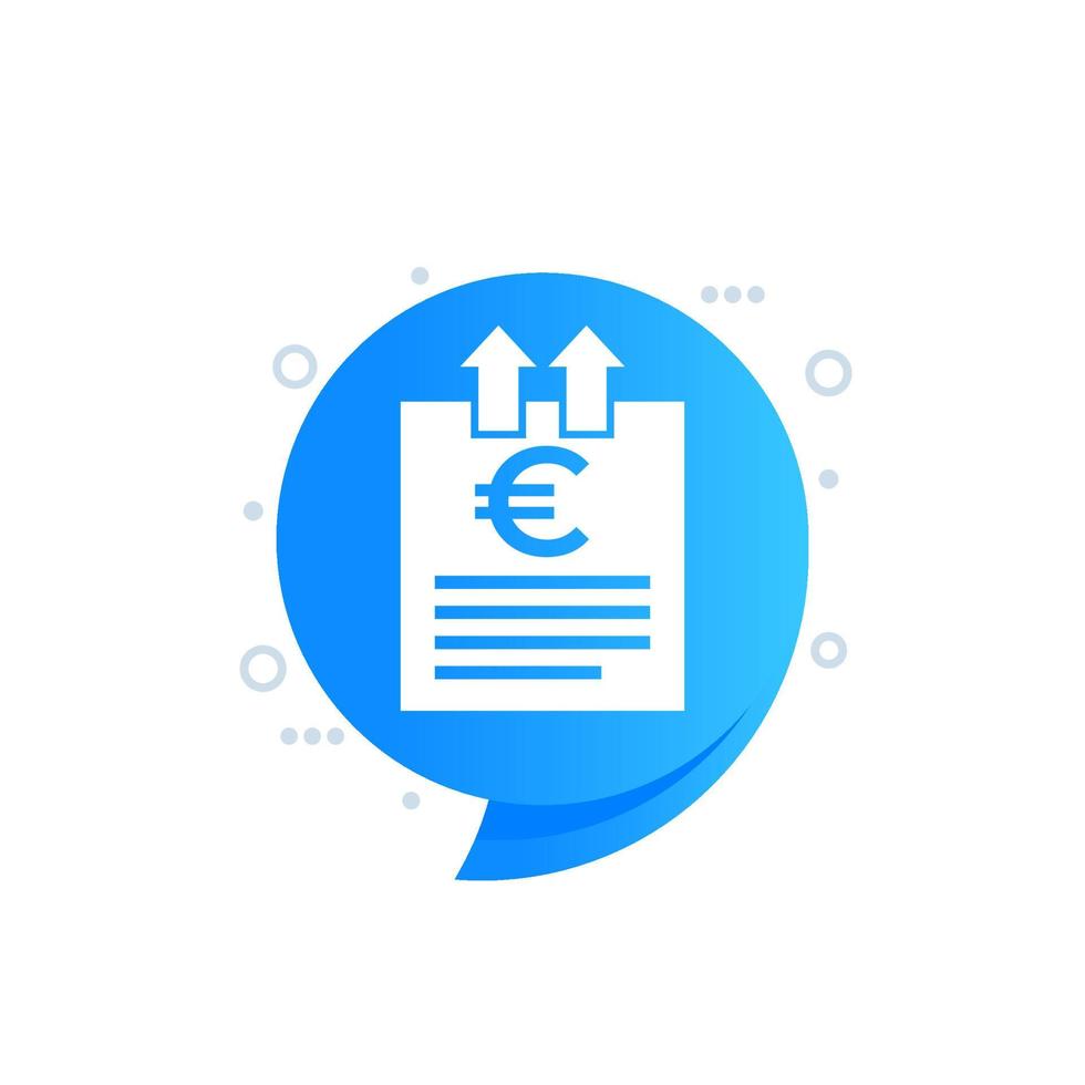 enviar icono de factura con euro, vector