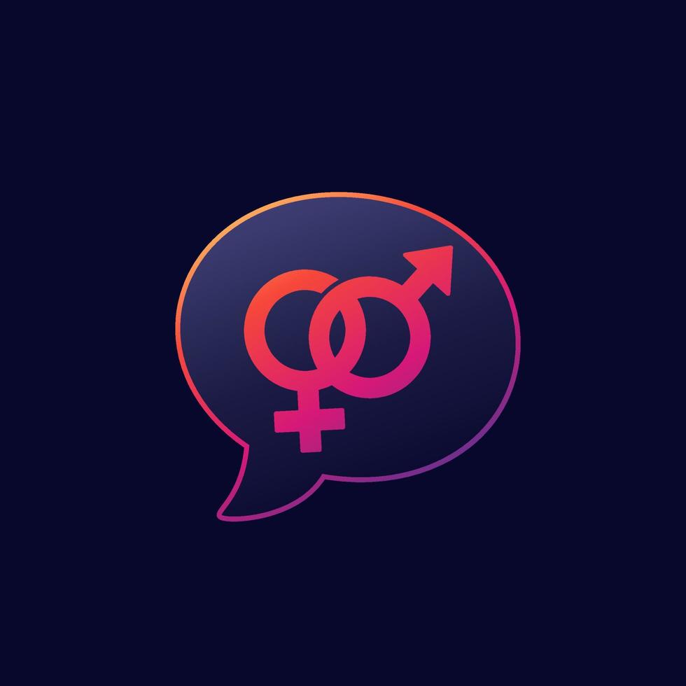 Sex education vector icon, talk about sex, chat