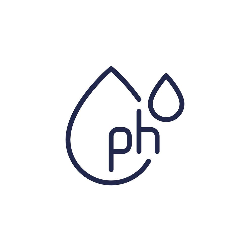 ph line icon with water drops vector