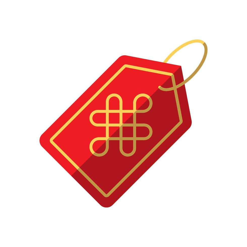 Chinese New Year. Vector flat icon of amulet with Chinese pattern for web sites, apps, books, adverts, articles and other places. Vibrant illustration