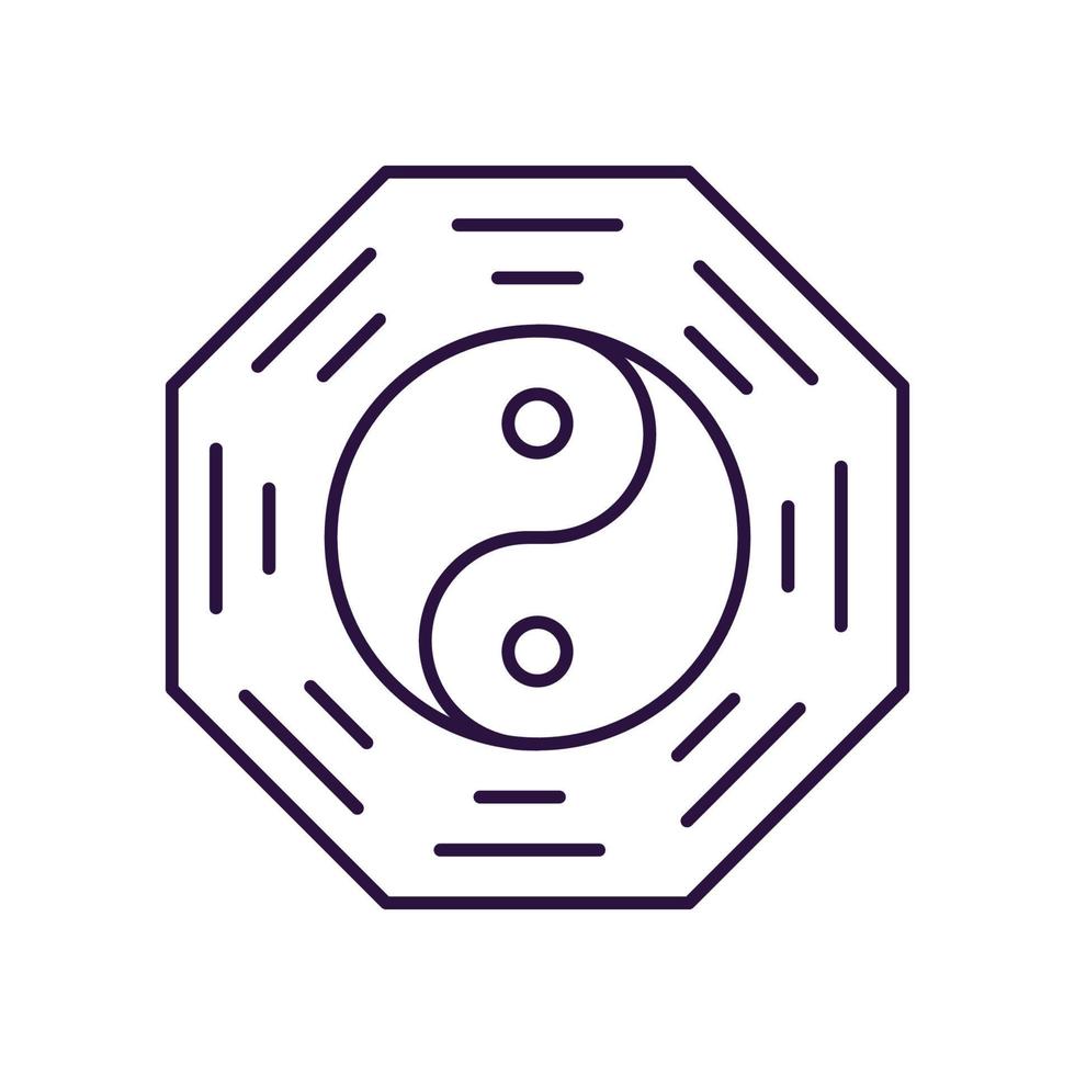Chinese New Year concept. Vector line icon of Yin Yang coin. Editable stroke drawn with thin line. Sign and symbol perfect for internet stores, shops, books, web sites, apps