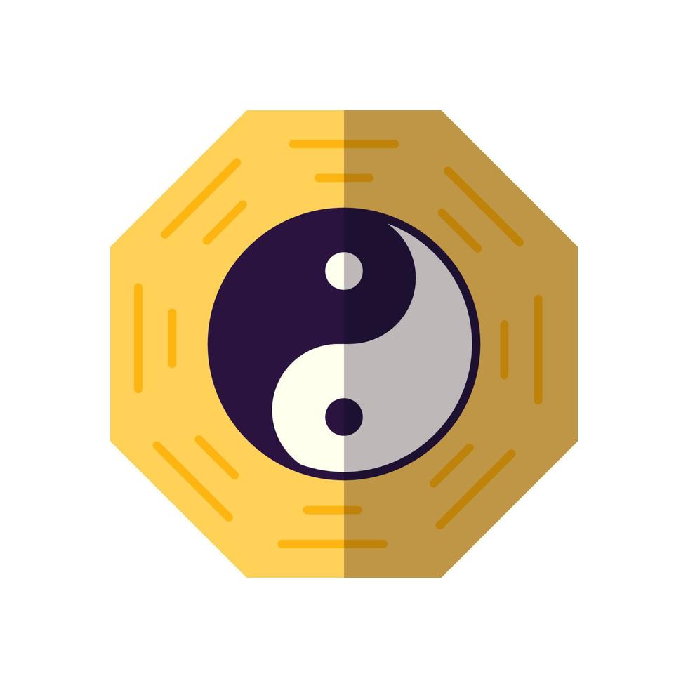 Chinese New Year. Vector flat icon of Yin Yang coin for web sites, apps, books, adverts, articles and other places. Vibrant illustration