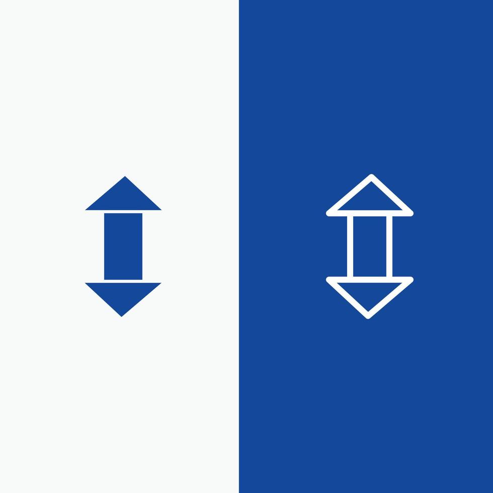 flecha flechas arriba abajo línea y glifo icono sólido bandera azul línea y glifo icono sólido bandera azul vector