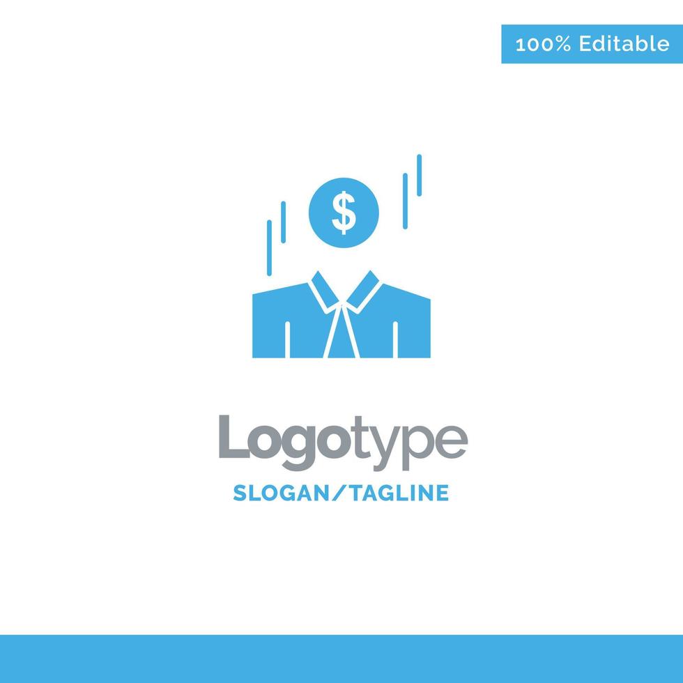 Businessman Dollar Man Money Blue Solid Logo Template Place for Tagline vector