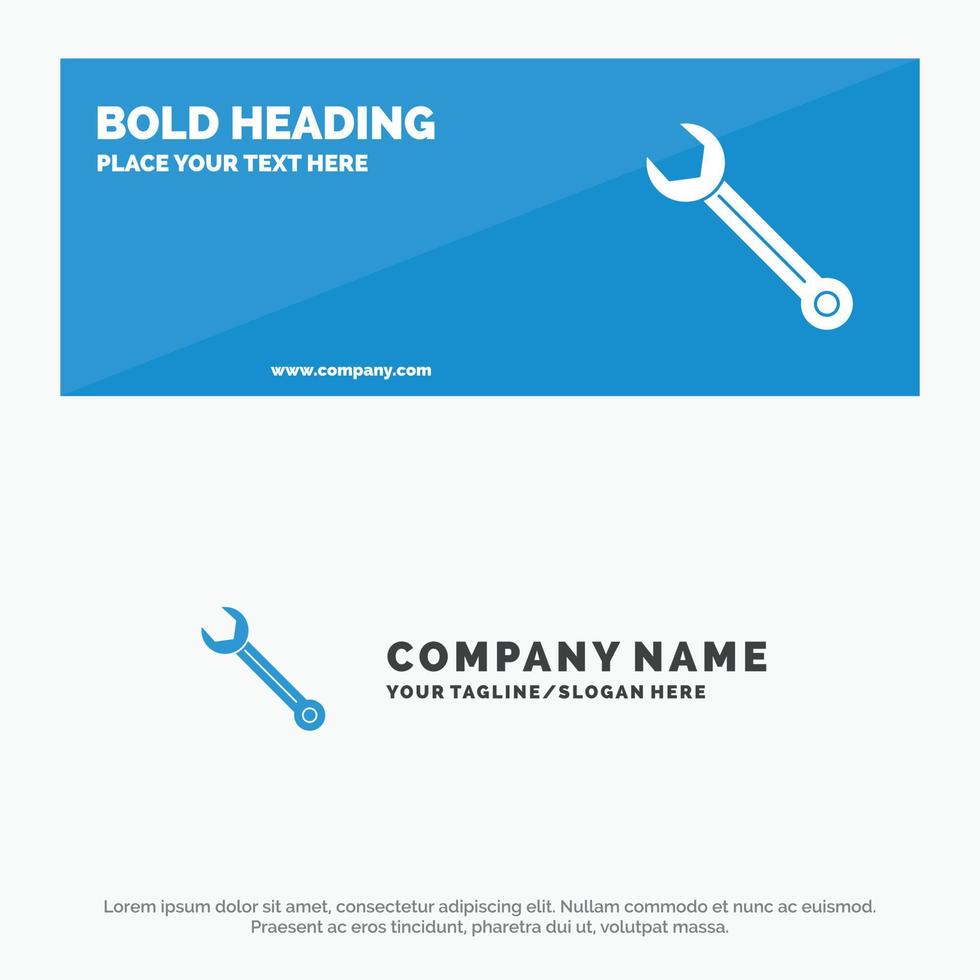 Wrench Adjustable Building Construction Repair SOlid Icon Website Banner and Business Logo Template vector