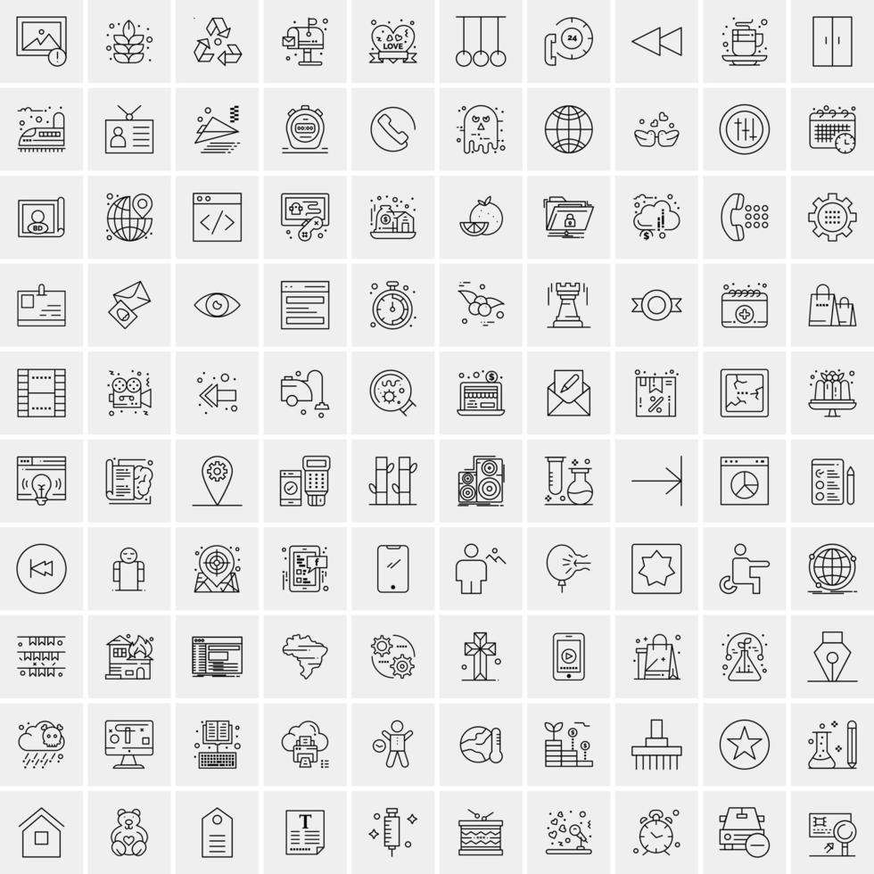 Set of 100 Creative Business Line Icons vector