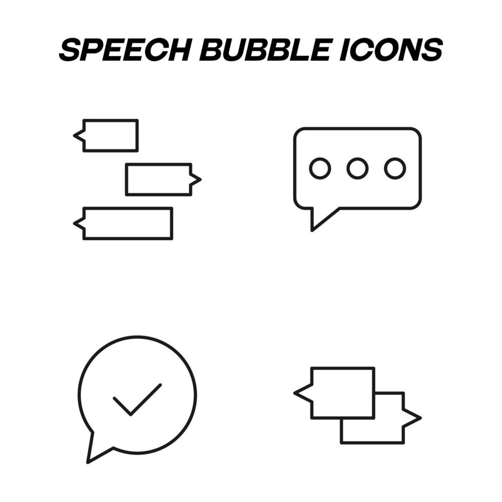 Minimalistic outline signs drawn in flat style. Editable stroke. Vector line icon set with symbols of various speech bubbles