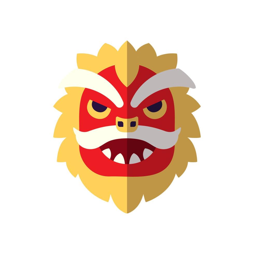 Chinese New Year. Vector flat icon of flat Chinese dragon mask for web sites, apps, books, adverts, articles and other places. Vibrant illustration