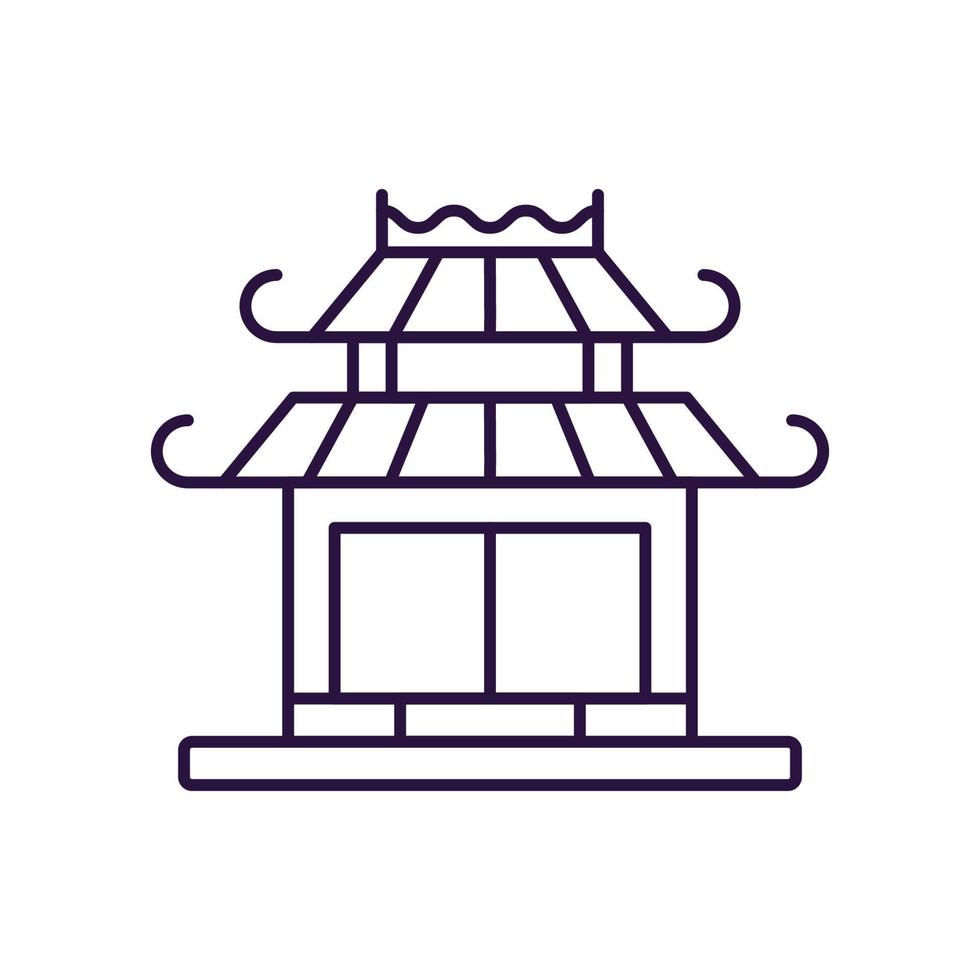 Chinese New Year concept. Vector line icon of Chinese pagoda. Editable stroke drawn with thin line. Sign and symbol perfect for internet stores, shops, books, web sites, apps