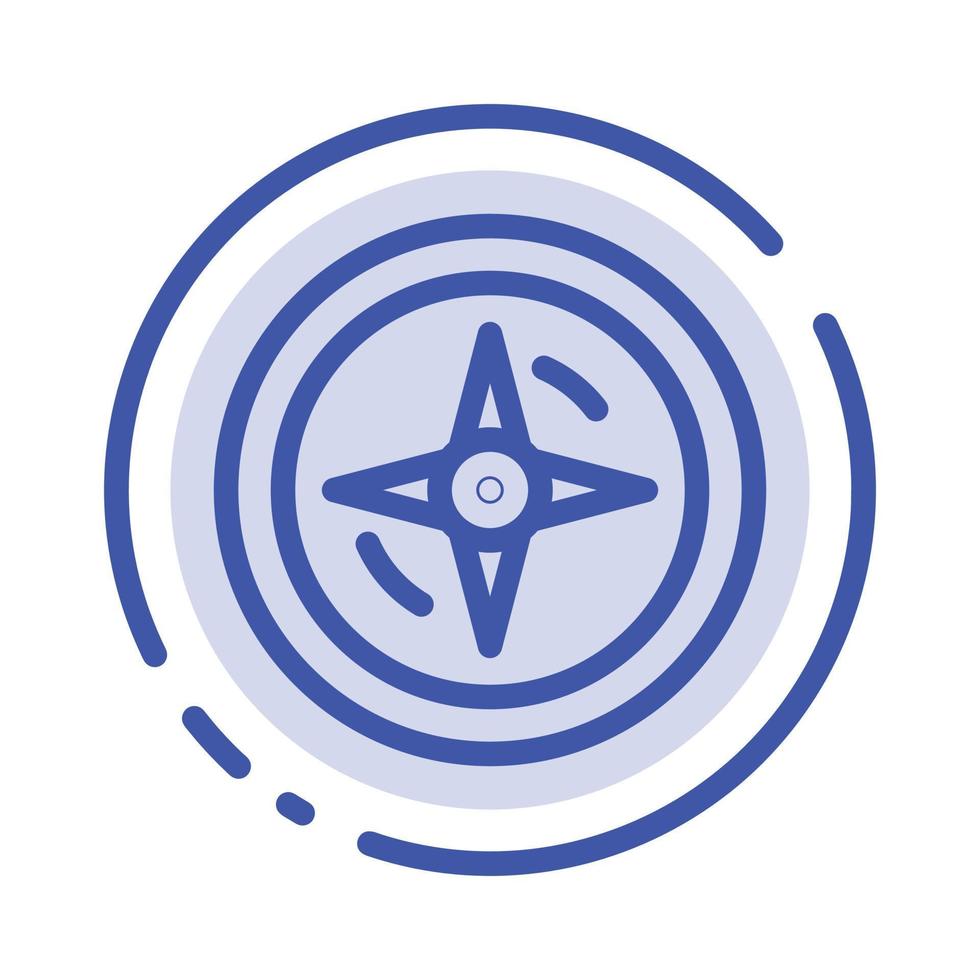 Navigation Compass Location Blue Dotted Line Line Icon vector