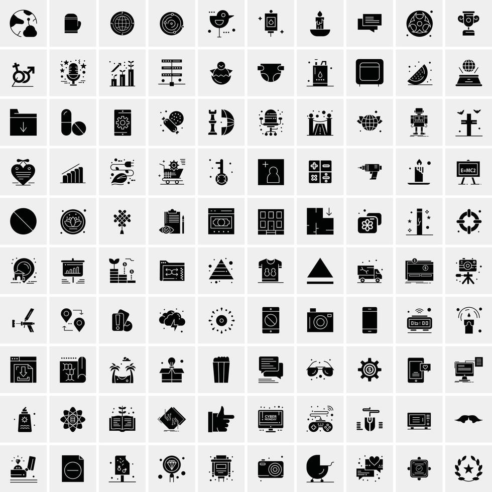 Set of 100 Universal Solid Icons vector