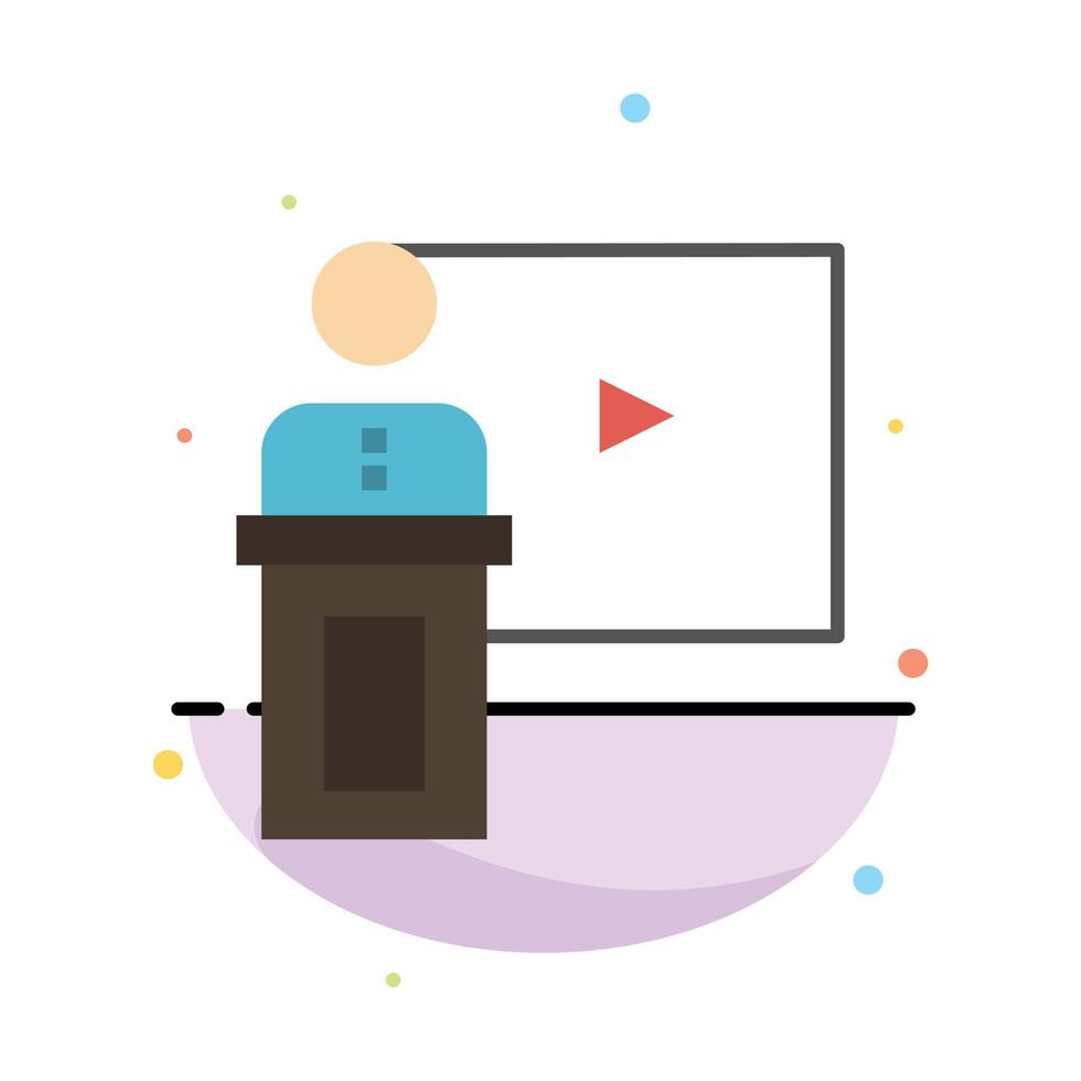 conferencia evento de negocios sala de presentación orador discurso abstracto color plano icono plantilla vector