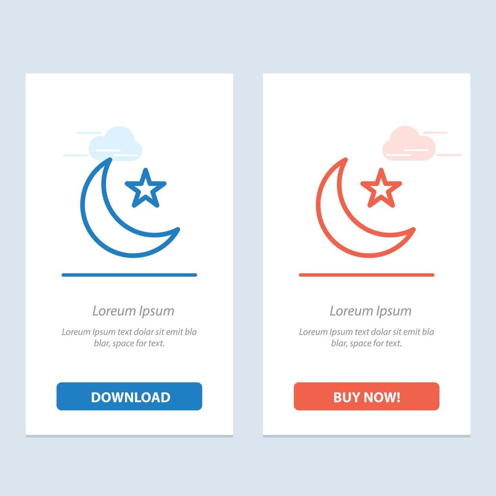 Moon Night Star Night  Blue and Red Download and Buy Now web Widget Card Template vector