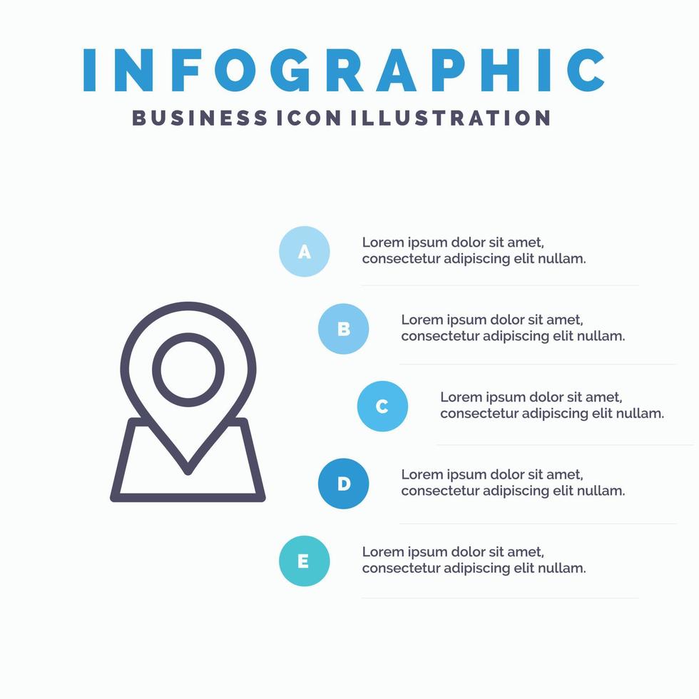 Location Map Marker Pin Line icon with 5 steps presentation infographics Background vector