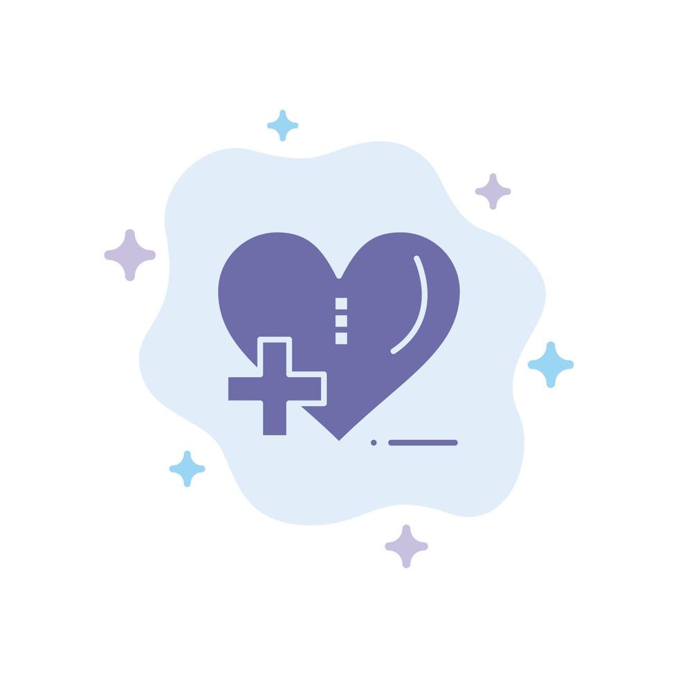 amor salud hospital corazón cuidado icono azul sobre fondo de nube abstracta vector