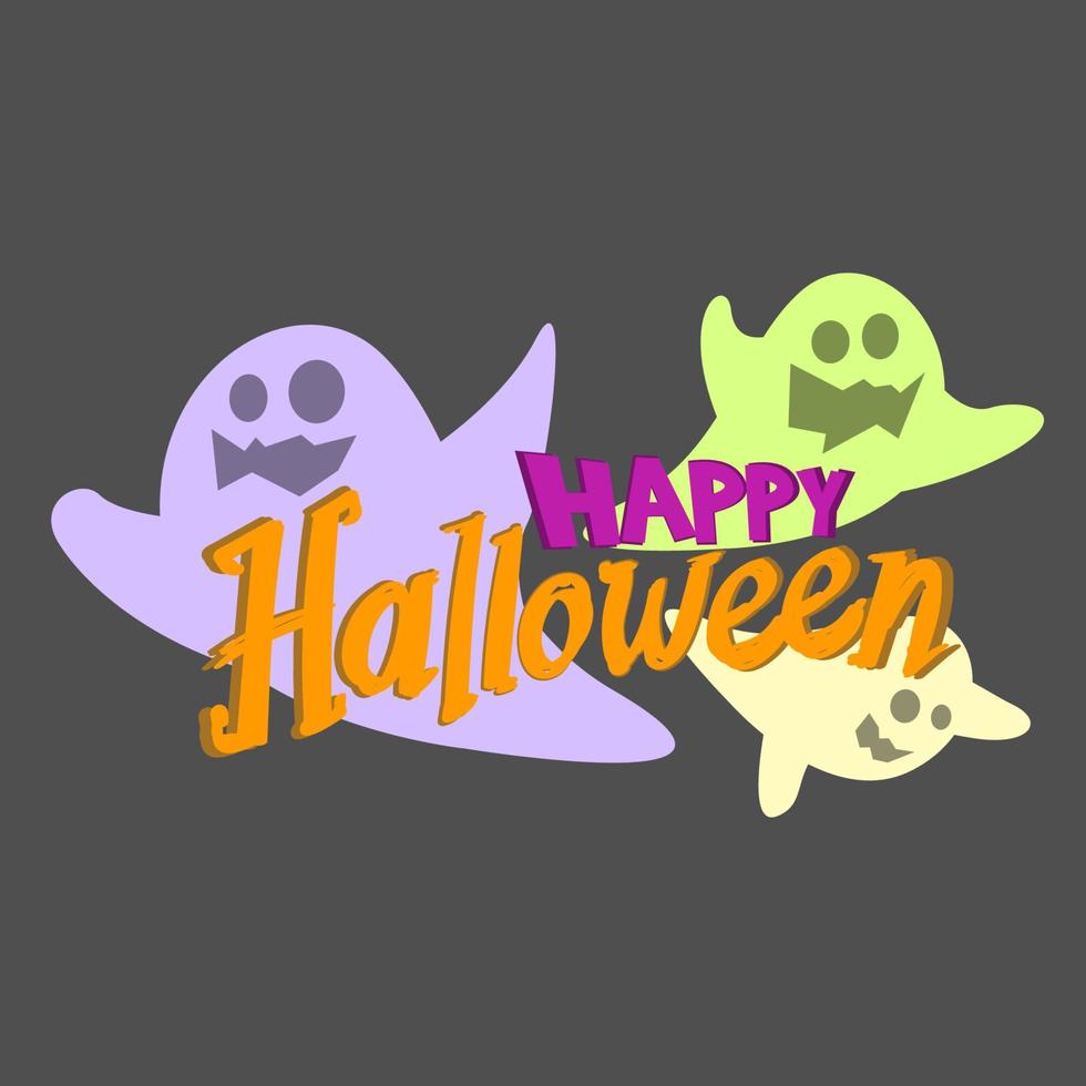 Happy halloween party greeting card with cute ghost vector