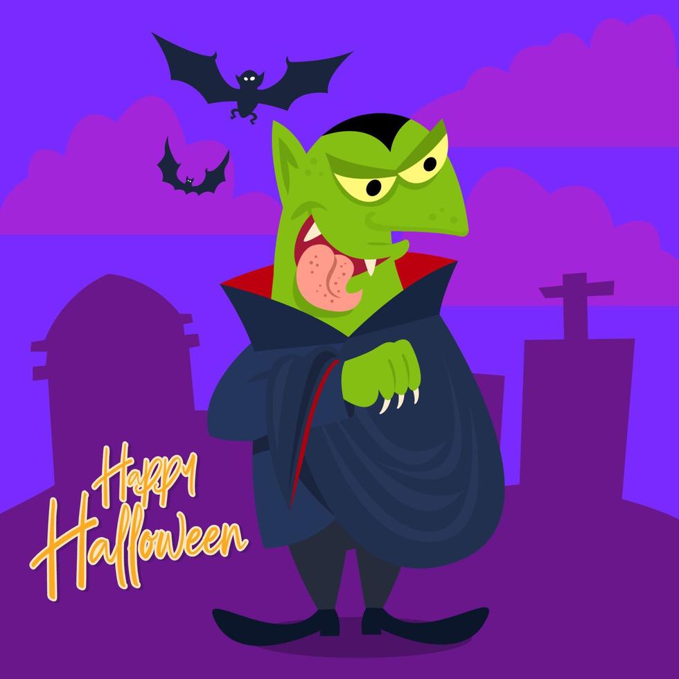 feliz halloween gracioso vampiro personaje vector