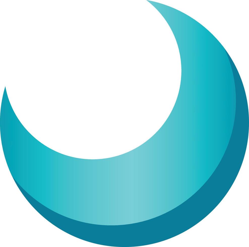 Blue crescent moon simple icon vector illustration