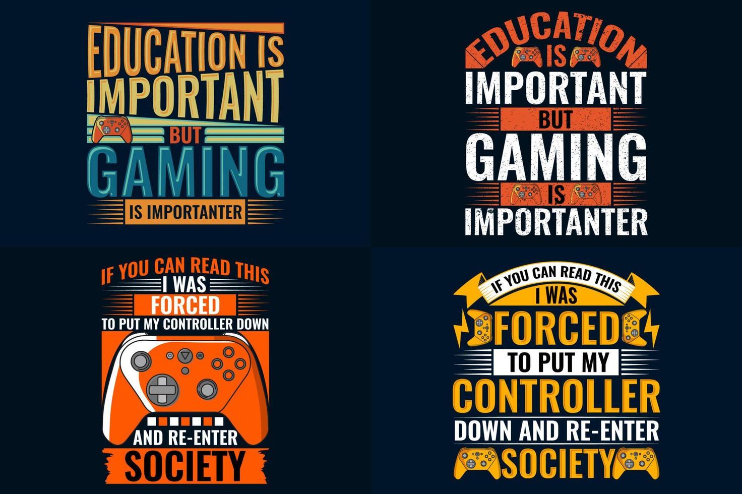 Gamer typography and Vector t-shirt design Set, game t-shirt Bundle design that is perfect for boy or kid