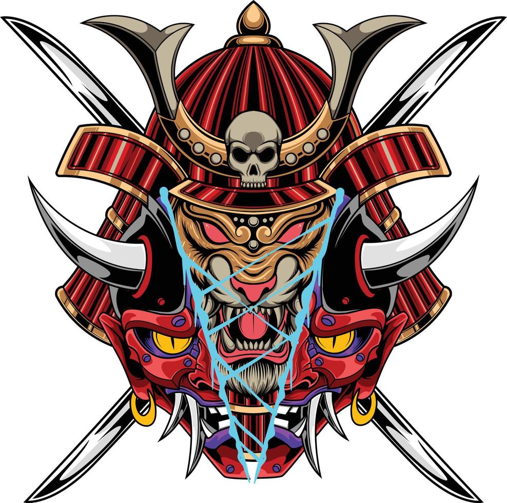 Vector illustration of japanese tiger samurai