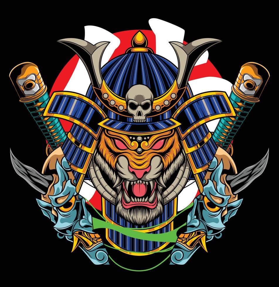 Vector illustration of japanese tiger samurai