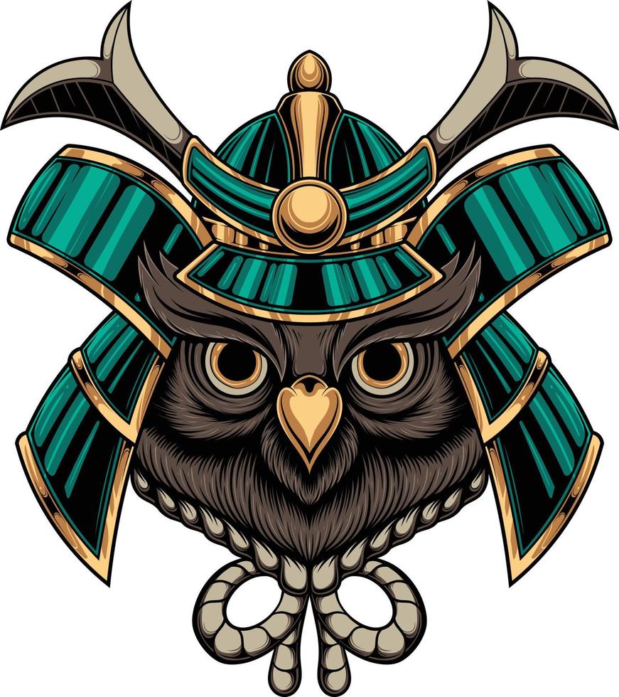 Vector illustration of owl samurai