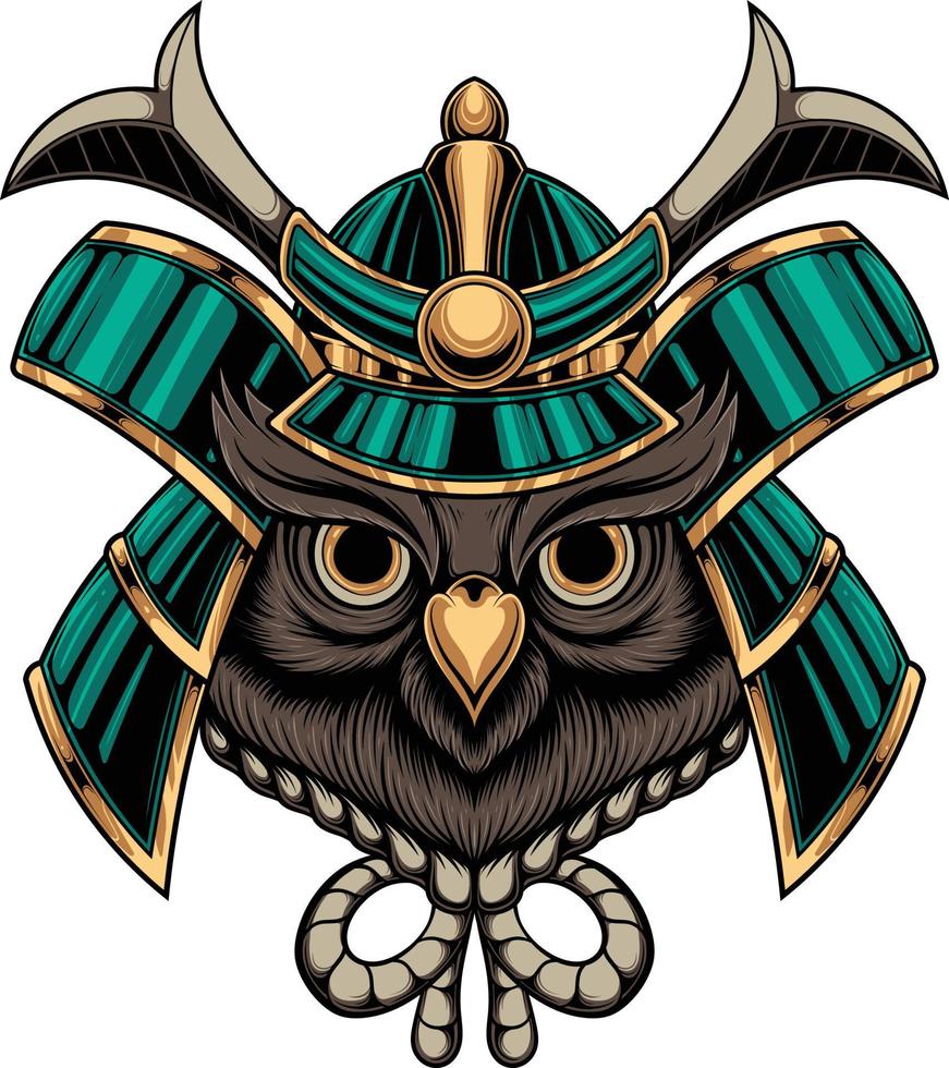 Vector illustration of owl samurai