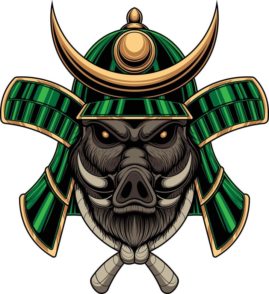 ilustración vectorial de jabalí samurai vector