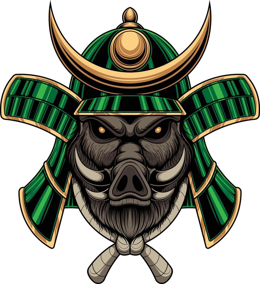 Vector illustration of boar samurai