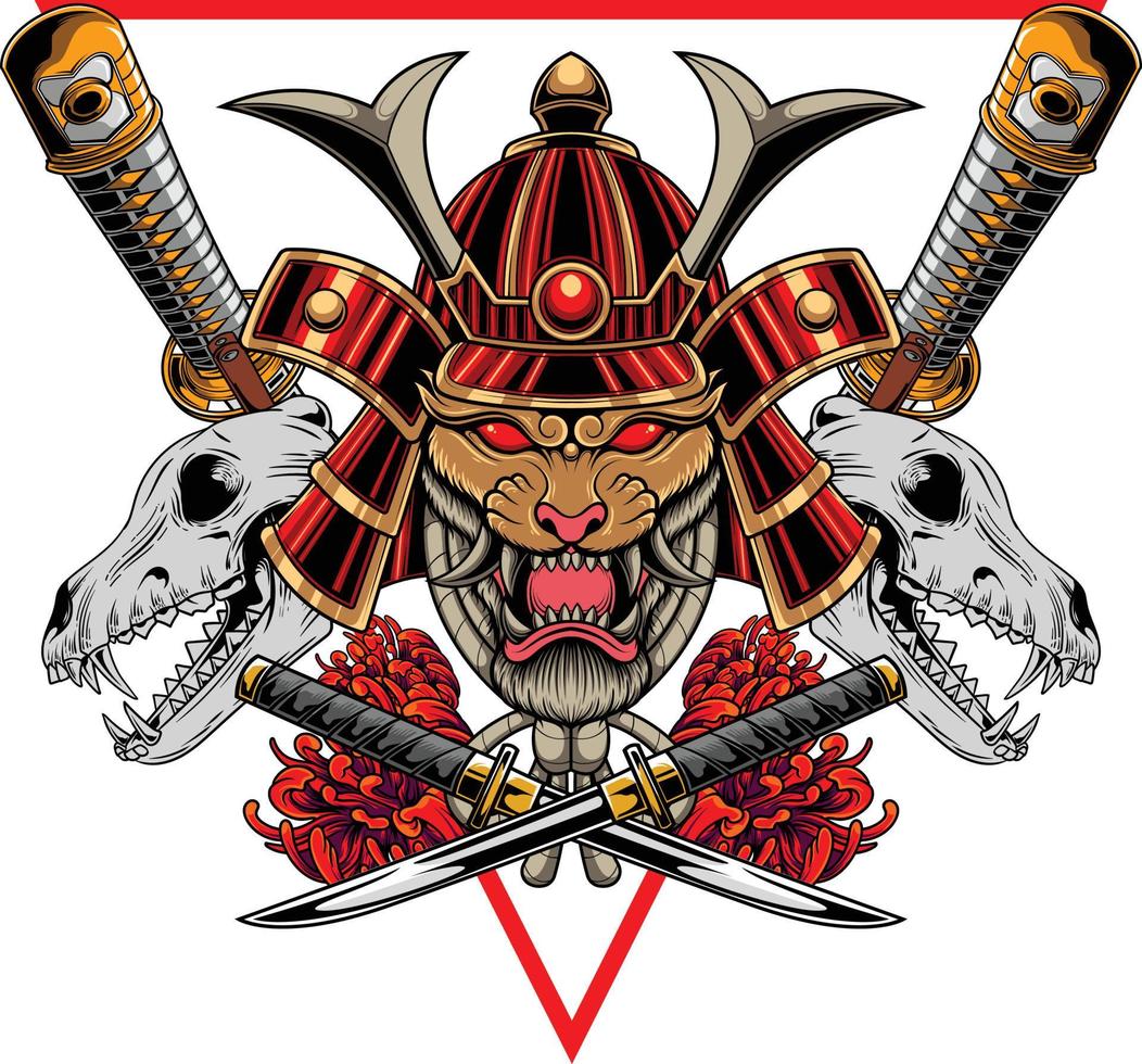 Vector illustration of japanese tiger samurai