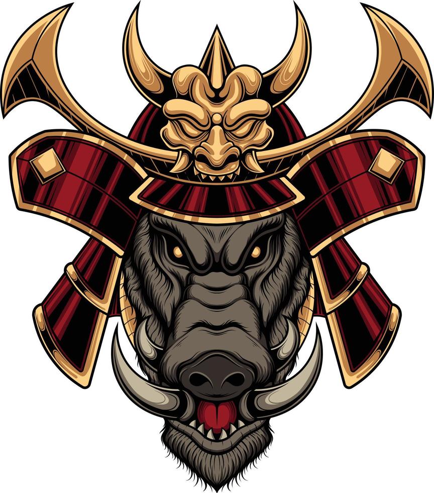 Vector illustration of boar samurai