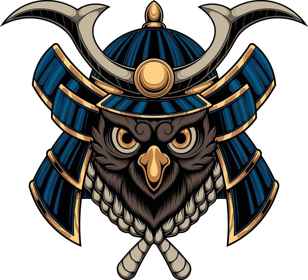 Vector illustration of owl samurai